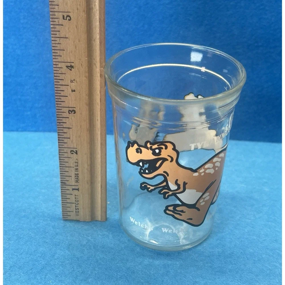 Welch's Jelly Jar Glass 1988 Tyrannosaurus Rex Dinosaur Vintage!‎